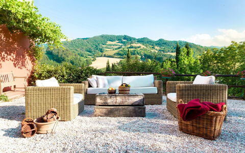 Villa Beatrice: Mobilia, Mobili Da Esterno, Di Vimini, Sedia, Vaso Di Fiori, Divano, Giardino, Cuscino, Terrazza