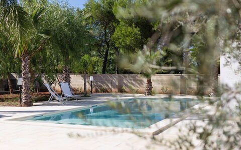 Villa Salentina: Piscina, Ricorrere, Mobili Da Esterno, Materiale Composito, Shade, Lettino, Eco Hotel, Landscaping, Giochi D'Acqua