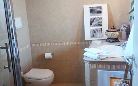 Villa la Rezza: Pavimentazione, Pavimento, Toilet Seat, Parete, Idraulico Fixture, Bagno, Gabinetto, Interior Design, Idraulico, Piastrella