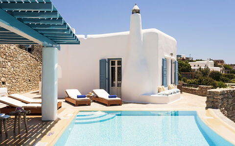 Villa Elpida: Blu, Piscina, Ricorrere, Design, Mobili Da Esterno, Shade, Sedia, Hotel, Villa, Eco Hotel