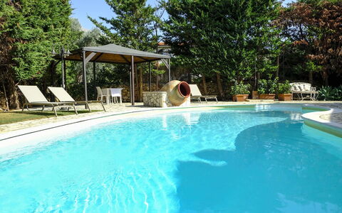 Villa Virna: Piscina, Mobili Da Esterno, Ricorrere, Ombrello, Eco Hotel, Shade, Tempo Libero, Terme, Hacienda, Backyard