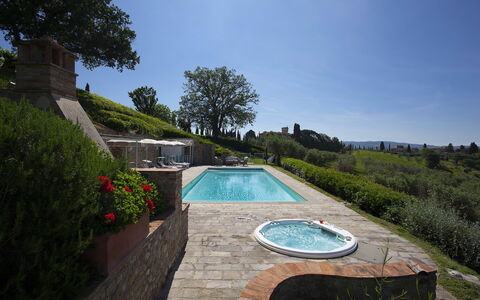 Villa Chianti: Piscina, Paesaggio, Giardino, Landscaping, Estate, Giochi D'Acqua, Backyard, Cortile, Flagstone, Hacienda