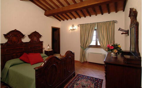 Villa Montichiello: Mobilia, Interior Design, Legna, Pavimentazione, Soffitto, Camera Da Letto, Letto, Camera, Pavimento, Illuminazione