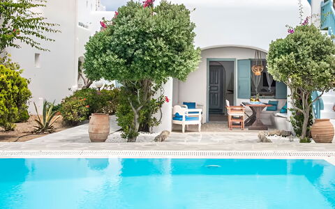 Mykonos Pool House 2: Piscina, Vaso Di Fiori, Ricorrere, Pianta Della Casa, Mobili Da Esterno, Estate, Eco Hotel, Landscaping, Cortile, Hacienda