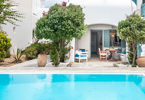 Mykonos Pool House 2: Piscina, Vaso Di Fiori, Ricorrere, Pianta Della Casa, Mobili Da Esterno, Estate, Eco Hotel, Landscaping, Cortile, Hacienda