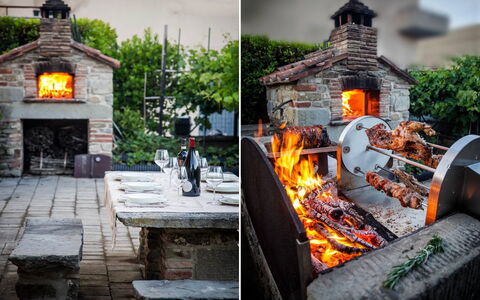 Villa Bilor Luxe: Camino, Brick, Cucinando, Cibo, Barbecue, Calore, Backyard