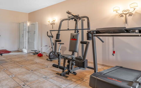 Villa Polistena: Macchina Per Allenamento, Camera, Apparecchiatura Esercitazione, Palestra, Lampada, Televisione, Pianta Della Casa
