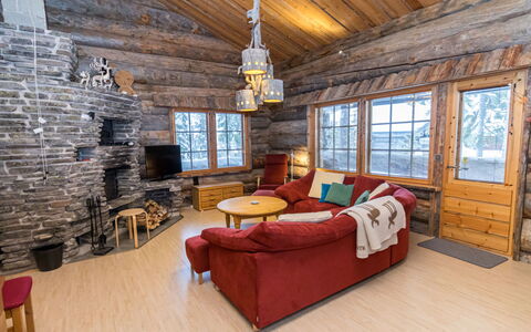 Rukastuga: Legna, Soffitto, Villetta, Log Cabin, Fascio, Color Legno, Pavimento In Legno, Latifoglie, Soggiorno, Loft