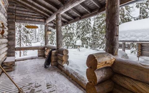 Mäkikelo: Legna, Inverno, Neve, Congelamento, Villetta, Log Cabin, Plank, Latifoglie, Materiali Naturali, Brina