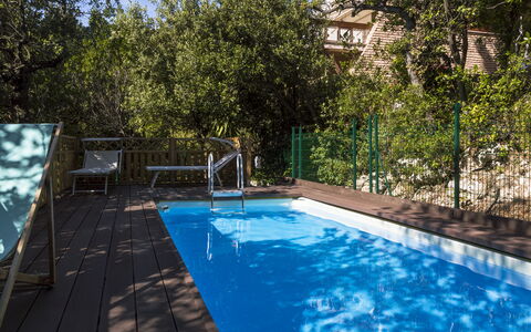 Villa Sole - Exclusive Villa al Conero con Piscina: Blu, Piscina, Legna, Materiale Composito, Ricorrere, Tempo Libero, Shade, Eco Hotel, Mobili Da Esterno, Deck