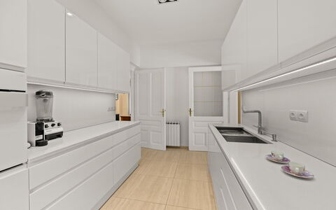Apartment Noa Opatjia: Pavimentazione, Interior Design, Cucina, Controsoffitto, Legna, Pavimento, Cabinetry, Elettrodomestico Da Cucina, Mobilia, Soffitto
