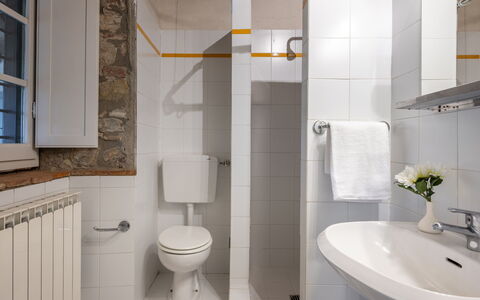 Maison Badia a Passignano: Bagno, Toilet Seat, Lavandino Del Bagno, Idraulico Fixture, Parete, Lavello, Interior Design, Gabinetto, Pavimentazione, Pavimento