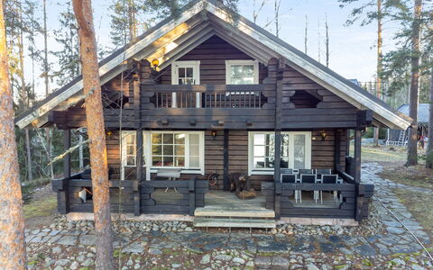 Villa Karmu: Legna, Villetta, Casa, Casa, Raccordo, Log Cabin, Portico, Legname, Inverno, Edifici Giardino