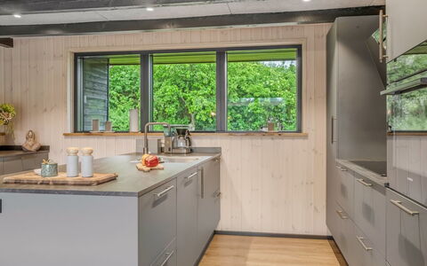 Diuri - 500M to the Fjord: Legna, Cucina, Controsoffitto, Pavimentazione, Interior Design, Cabinetry, Elettrodomestico Da Cucina, Soffitto, Color Legno, Elettrodomestico