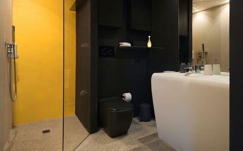 Villetta Farfallina: Parete, Idraulico Fixture, Bagno, Interior Design, Pavimentazione, Pavimento, Idraulico, Illuminazione, Rubinetto, Lavandino Del Bagno
