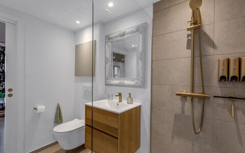 Fastulf - 1.2Km to the Fjord: Interior Design, Pavimentazione, Pavimento, Idraulico Fixture, Idraulico, Bagno, Piastrella, Mobiletto Del Bagno, Lavello, Rubinetto