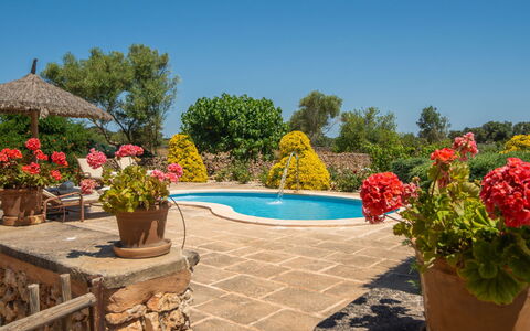 Son Julia de Sa Torre: Giardino, Mobili Da Esterno, Vaso Di Fiori, Landscaping, Shade, Flagstone, Piscina, Eco Hotel, Pianta Della Casa