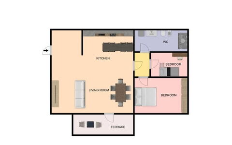 Suite Pineta: Soggiorno, Camera Da Letto, Letto