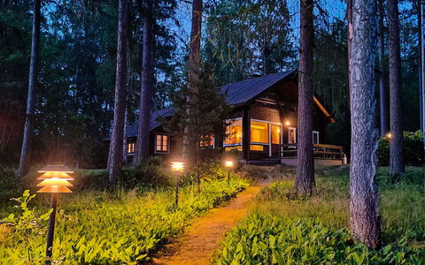 Rustholli17: Legna, Villetta, Casa, Woodland, Foresta, Tronco, Log Cabin, Edifici Giardino, Giardino, Notte