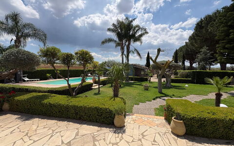 Villa Simona: Arbusto, Giardino, Paesaggio, Ricorrere, Piscina, Landscaping, Prato, Shade, Hacienda