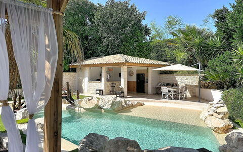 Villa le Lagon: Legna, Mobilia, Sedia, Mare, Appartamento, Balcone, Oceano, Shade, Mobili Da Esterno, Color Legno