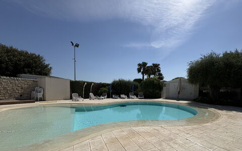 Villa Monaco: Piscina, Materiale Composito, Ricorrere, Shade, Giochi D'Acqua, Calcestruzzo, Landscaping, Mobili Da Esterno, Hotel
