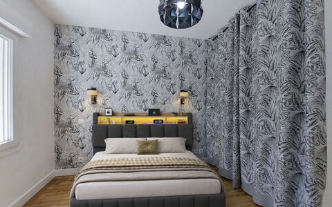 Fourchaud: Mobilia, Interior Design, Camera Da Letto, Lenzuolo, Letto, Bedding, Pavimentazione, Pavimento, Tessile, Casa