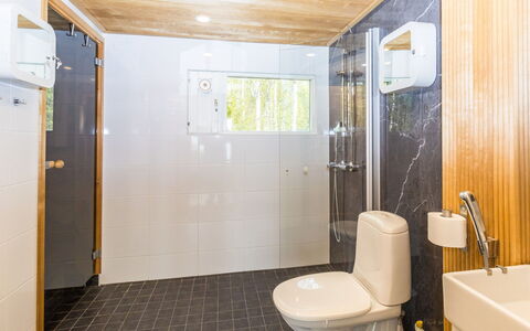 Villa Praava B: Pavimentazione, Idraulico Fixture, Pavimento, Legna, Interior Design, Soffitto, Bagno, Gabinetto, Lavandino Del Bagno, Toilet Seat