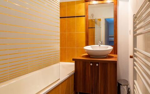 Les Chalets D'Ax: Bagno, Idraulico Fixture, Parete, Interior Design, Pavimentazione, Lavandino Del Bagno, Lavello, Pavimento, Mobiletto Del Bagno, Rubinetto