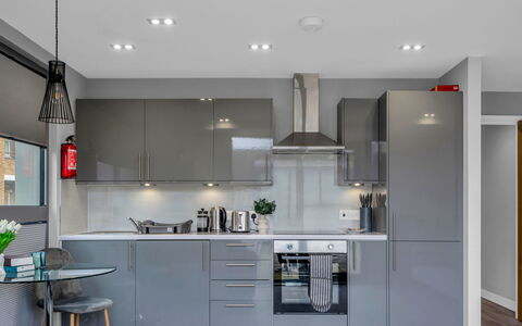 Hoxton 310: Cucina, Elettrodomestico Da Cucina, Controsoffitto, Mobilia, Cabinetry, Interior Design, Apparecchio Major, Parete, Lampada, Pavimentazione