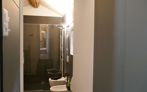 Nido delle Alpi: Parete, Pavimentazione, Interior Design, Idraulico Fixture, Pavimento, Soffitto, Bagno, Illuminazione, Idraulico, Camera