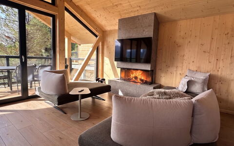 02 Nth050 18A Sup Chalet mit Sauna und Hot Tub 2 e: Legna, Mobilia, Latifoglie, Pavimento In Legno, Soggiorno, Camera, Villetta, Log Cabin, Color Legno, Sedia