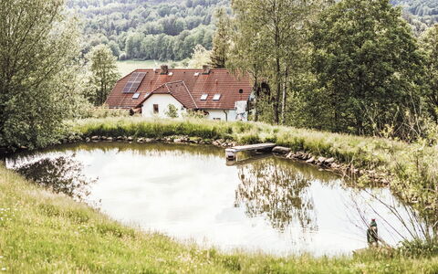 U Šenkýře Mikeše: Corpo D'Acqua, Paesaggio Naturale, Alveo, Paesaggio, Banca, Casa, Area Rurale, Stagno, Casa