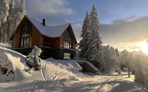 Horni Misecky 3: Albero, Casa, Casa, Inverno, Villetta, Neve, Tetto, Congelamento, Larice, Pendenza