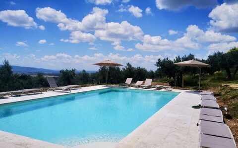 Villa Santa Chiara: Piscina, Blu, Ricorrere, Mobili Da Esterno, Ombrello, Lettino, Eco Hotel, Shade, Flagstone, Terme