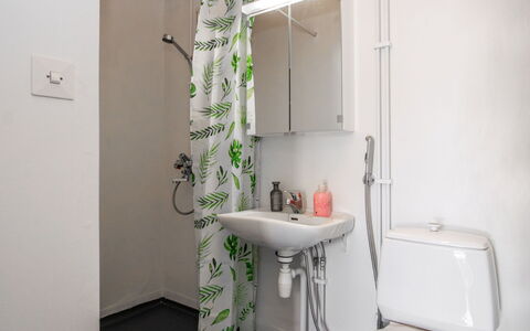 Heinävesi Homes D1: Idraulico Fixture, Interior Design, Bagno, Gabinetto, Toilet Seat, Pavimento, Pavimentazione, Idraulico, Tenda Doccia, Rubinetto