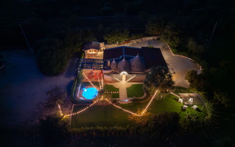Trulli Littoria 4: Notte, Paesaggio, Giardino, Tempo Libero, Mezzanotte, Paesaggio Di Illuminazione, Sicurezza Illuminazione, Sera, Cortile, Backyard