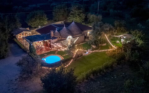 Trulli Littoria 4: Notte, Paesaggio, Giardino, Estate, Paesaggio Di Illuminazione, Mezzanotte, Backyard, Villetta, Cortile