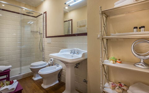 Le Querce dei Medici 12+2: Pavimentazione, Toilet Seat, Interior Design, Idraulico Fixture, Pavimento, Bagno, Gabinetto, Lavandino Del Bagno, Lavello, Idraulico