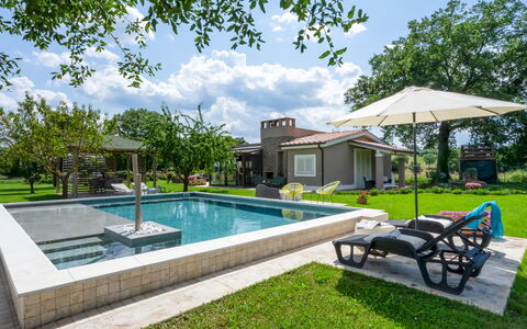 Cottage Violapo 6+2: Piscina, Zona Residenziale, Ricorrere, Giardino, Lotto, Casa, Estate, Backyard, Landscaping, Giochi D'Acqua