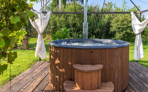Cottage Violapo 6+2: Idraulico Fixture, Vasca Da Bagno, Piscina, Vasca Idromassaggio, Color Legno, Giardino, Shade, Backyard, Mobili Da Esterno