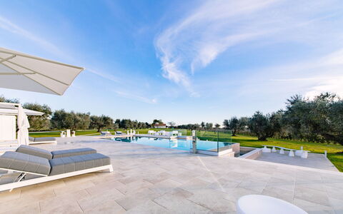 La Perla tra Gli Ulivi 12: Blu, Materiale Composito, Piscina, Landscaping, Giardino, Shade, Estate, Prato, Design, Parco