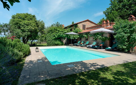 Podere Belvedere 6: Piscina, Mobili Da Esterno, Estate, Giardino, Hacienda, Ricorrere, Villa, Backyard, Landscaping, Cortile