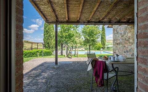 Le Colombelline 12: Lotto, Giardino, Shade, Brick, Landscaping, Cortile, Backyard, Agriturismo, Mobili Da Esterno, Struttura Esterna
