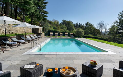 Villa la Rassinata 8: Piscina, Mobili Da Esterno, Flagstone, Lettino, Shade, Eco Hotel, Giardino, Ricorrere, Landscaping, Sedia