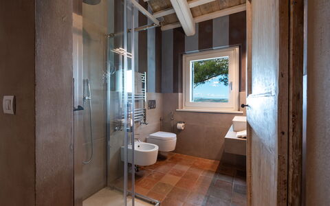 Villa Dianella 8+2: Parete, Pavimentazione, Legna, Pavimento, Interior Design, Idraulico Fixture, Soffitto, Illuminazione, Camera, Bagno