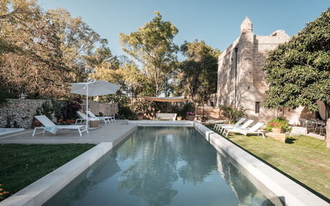 Masseria Muto 6: Parete, Architettura, Estate, Mobili Da Esterno, Piscina, Cortile, Hacienda, Villa, Backyard