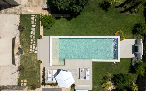 Masseria Muto 6: Piscina, Materiale Composito, Ricorrere, Giardino, Giochi D'Acqua, Landscaping, Backyard, Flagstone, Tempo Libero, Shade