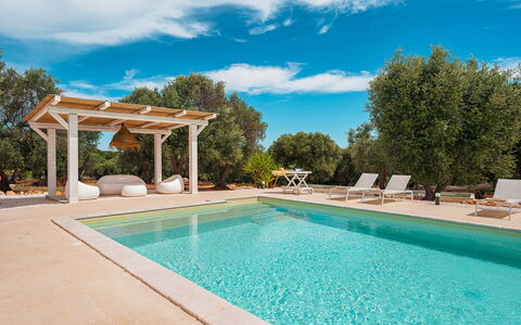 Casale di Amelì 5: Blu, Piscina, Mobili Da Esterno, Mobilia, Shade, Ricorrere, Tempo Libero, Sedia, Eco Hotel, Lettino