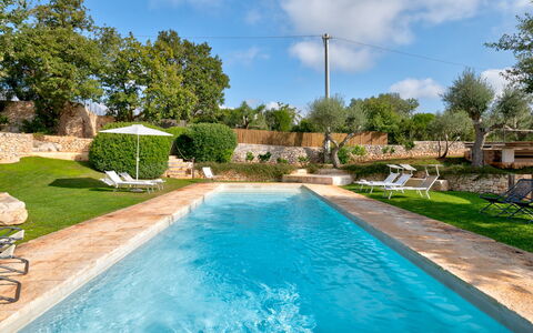 Trullo Luna 6+1: Blu, Piscina, Ricorrere, Giochi D'Acqua, Giardino, Landscaping, Mobili Da Esterno, Hacienda, Flagstone, Backyard